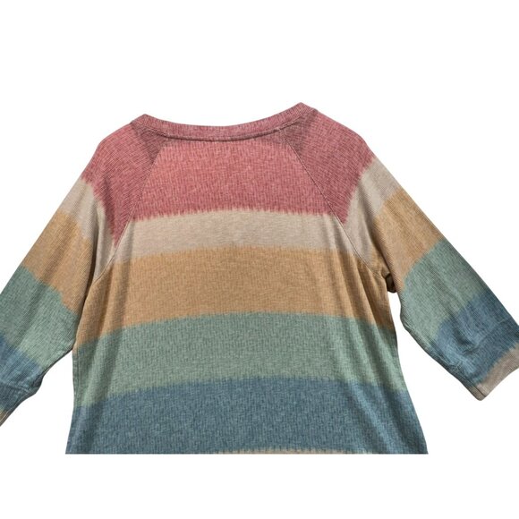 Christopher & Banks Petite Womens Striped V-Neck Pullover Sweater P/XL Top Blue - Picture 11 of 11